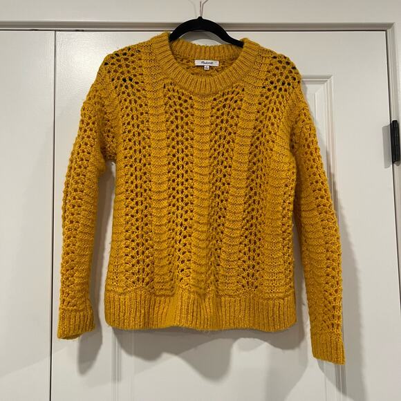 Madewell Womens Mustard Chunky Knit Crewneck Sweater Size Small‎ - Picture 1 of 10